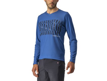 Castelli Trail Tech LS Tee - Kobaltovo modrá/savile blue/strieborná (Veľkosť XXL)