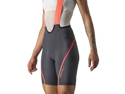 Castelli Velocissima 3 Bibshort - Tmavá šedá/brilliant ružová (Veľkosť XS)