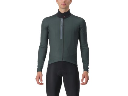 Castelli Entrata Thermal, Rover green/ Black  Pánsky zateplený cyklistický dres do chladných podmienok