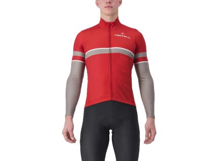 Castelli Retta LS, Pompeian red/ Nickel gray  Pánsky, zateplený cyklo dres s dlhým rukávom