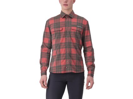 Castelli Unlimited Flannel, Pompeian red/ Black  Pohodlná flanelová košeľa z funkčných materiálov