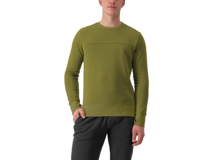 Castelli Logo Sweatshirt, Avocado green  Mikina na štýl svetra s manžetovými rukávmi