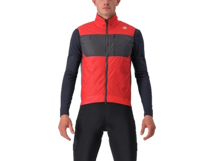 Castelli Unlimited Puffy Vest, Pompeian red/ Dark gray  Extra teplá a veľmi skladná vesta do vrecka