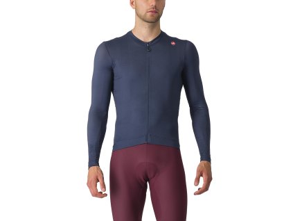 Castelli Espresso LS jersey, Belgian blue/ Silver moon  Pánsky cyklistický dres s dlhým rukávom