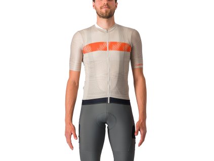 Castelli Unlimited Endurance, Silver Moon/ Orange rust  Pánsky cyklistický dres s krátkym rukávom