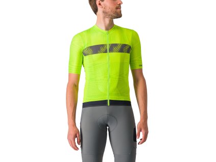 Castelli Unlimited Endurance, Electric lime/ Dark gray  Pánsky cyklistický dres s krátkym rukávom