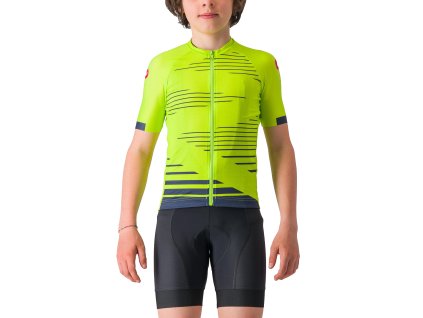 Castelli Aero kid jersey, Electric lime/ Belgian blue  Detský dres s krákym rukávom