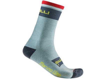 Castelli Quindici Soft Merino, Defender green  Zimné cyklistické ponožky s výškou 15cm
