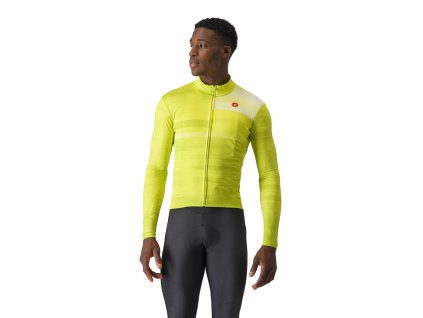 Castelli Collapse LS, Sulphur/ White  Pánsky cyklistický dres do mierne chladných podmienok