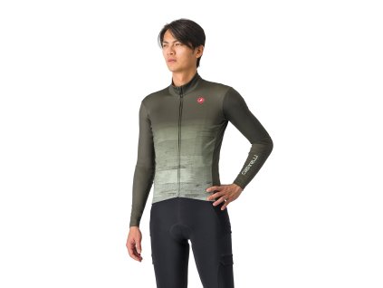 Castelli Unlimited Thermal LS, Deep green/ Defender green  Teplý pánsky cyklistický dres s dlhým rukávom