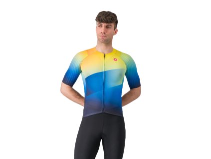 Castelli Free Speed 3 Race Top, Belgian blue/ Multicolor Vivid orange  Pánsky triatlonový dres