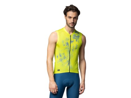 ALÉ PR-E Mirror SLV, Acid green  Pánsky cyklistický dres bez rukávov
