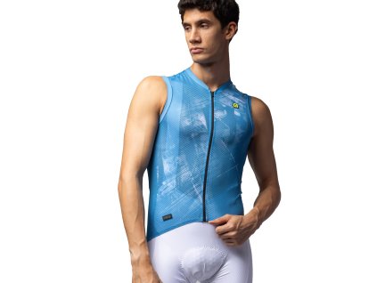 ALÉ PR-E Mirror SLV, Light blue  Pánsky cyklistický dres bez rukávov