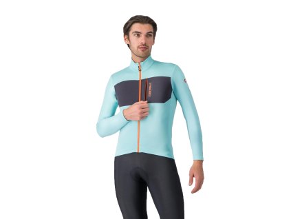Castelli Unlimited Trail 2 LS, Pool blue/ Dark gray  Extra teplý cyklistický pánsky dres