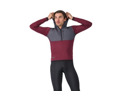 Castelli Unlimited Roam Hoodie, Bordeaux/ Lead gray  Teplá fleecová mikina na bicykel aj mimo neho