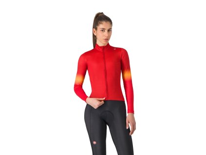 Castelli Corso Thermal Jersey, Rich red/ Vivid orange  Dámsky dlhorukávový dres do chladnejších dní, alebo rán