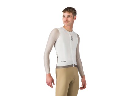 Castelli Corretto LS jersey, Ivory/ Clay-Black  Letný cyklistický dlhorukávový obtiahnutejší dres