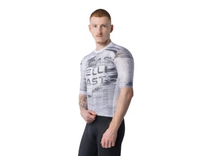 Castelli Stratus Logo jersey, White/ Smoky gray  Letný cyklistický dres v grafickom dizajne castelli