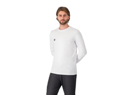 Castelli Logo LS tee, White  Pánske voľnočasové tričko s dlhým rukávom