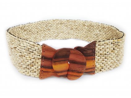 Kokosový pásek s ebenovou přezkou béžový