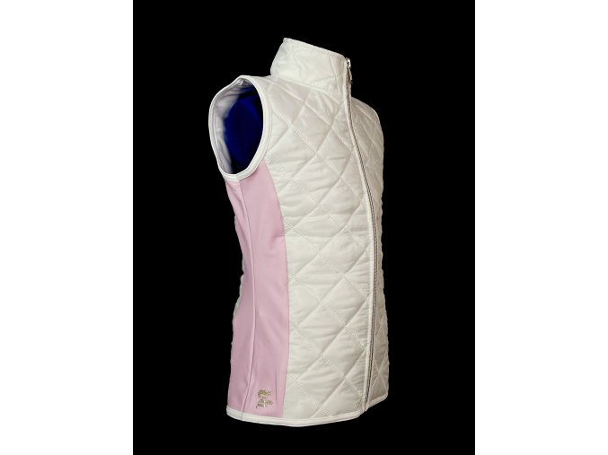 Vesta prošívaná bíla, růžové doplňky