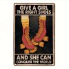 plechová cedule give a girl right shoes červená