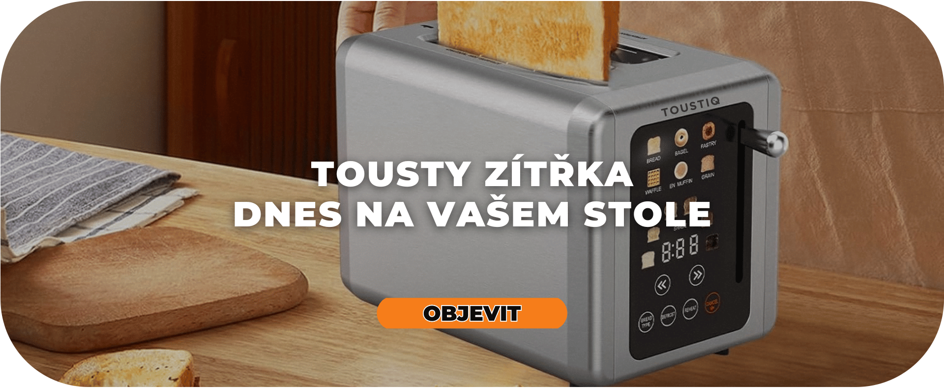Moderní chytrý toustovač s dotykovým displejem a funkcí přesného opékání