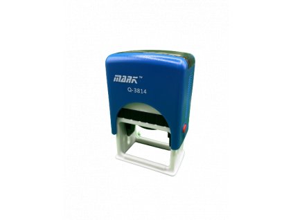 Samonamáčecí razítko MARK Q-3814 (Barva inkoustu ČERVENÁ, Barva strojku MODRÁ)