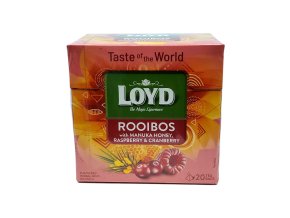 Loyd čaj Rooibos a Manuka med s príchuťou malín a brusníc 20 x 1,7 g