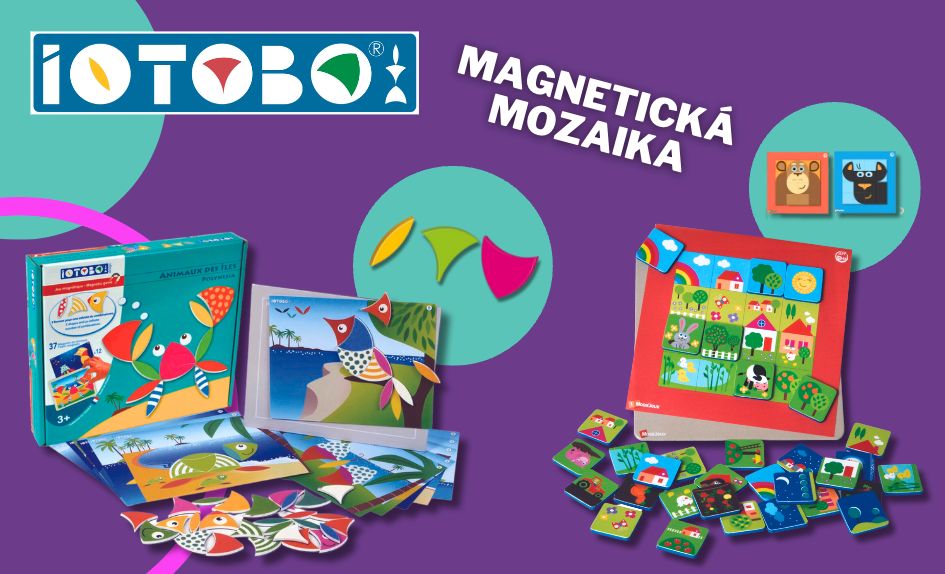 Magnetická mozaika pro děti. Děti skládají obrázky.