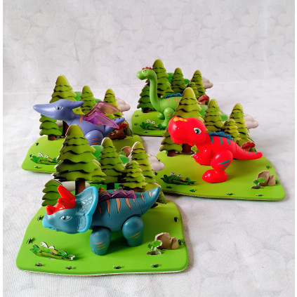 DINOMAG Set 4 magnetických dinosaurů se scénami krajiny 01