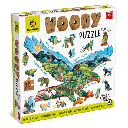 LUDATTICA Severni les drevene puzzle 48 dilku 01
