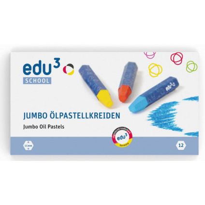 EDU3111012 EDU3 Olejové pastely Jumbo K12 12 barev, baleno v papírové krabičce