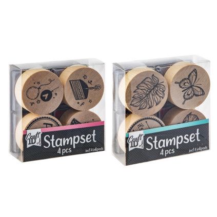 Sada 4 dřevěných razítek + polštářek