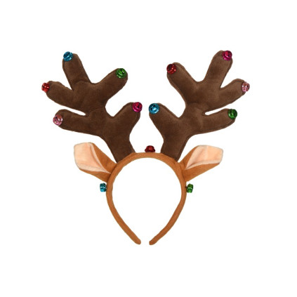 Vánoční čelenka sobí parohy s ušima hnědé