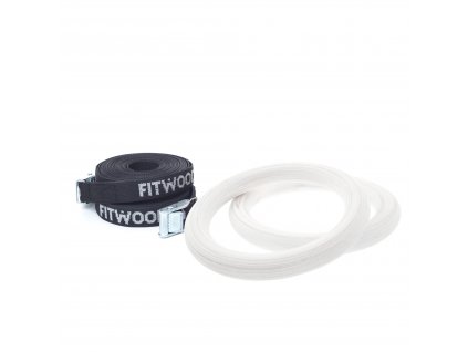 FitWood GYM RINGS KIDS white wood black strap product picture