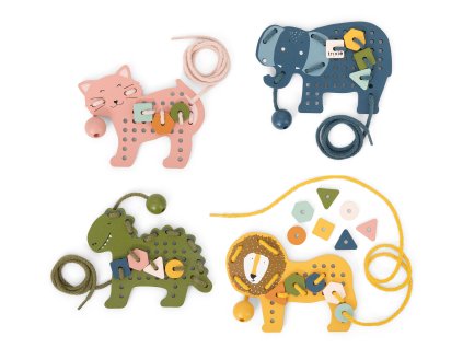 Dřevěná provlékací hra se zvířátky