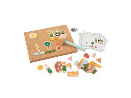 Dřevěná hra s kladívkem – farma