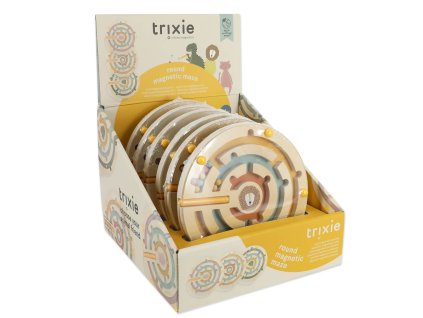 Dřevěné kulaté magnetické bludiště – 6 ks