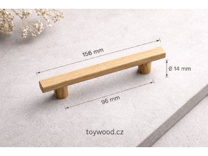 Dubová nábytková úchytka – délka 156mm / rozteč 96mm