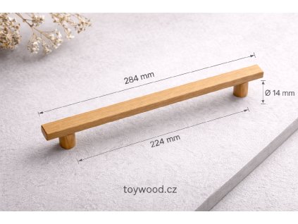 Dubová nábytková úchytka – délka 284mm / rozteč 224mm