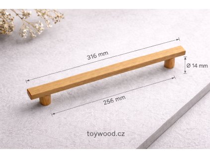 Dubová nábytková úchytka – délka 316mm / rozteč 256mm