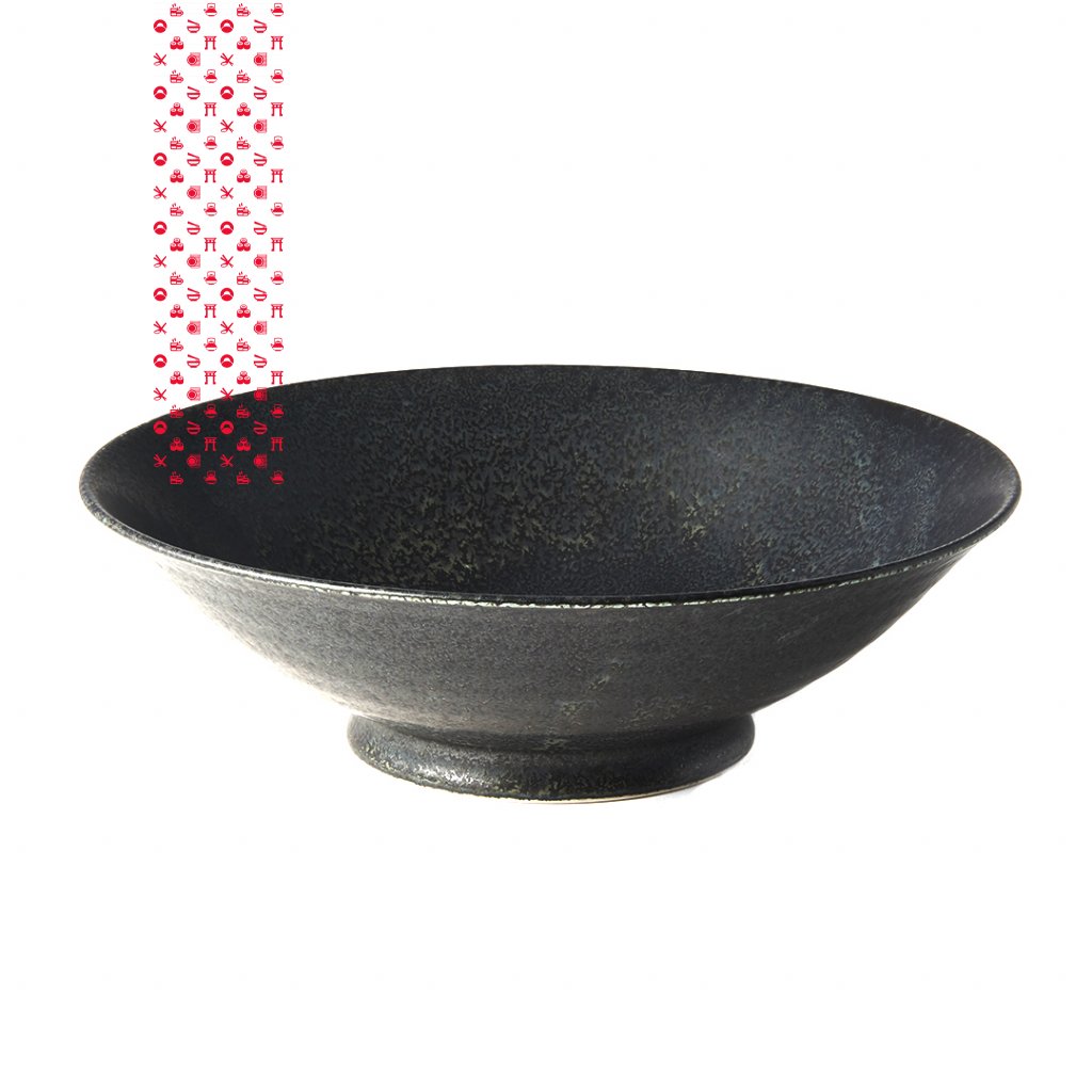 Keramická miska na polévku Ramen (BB Black, 25 cm) Made in Japan