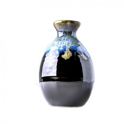 Black with Bright Blue Drip Sake Láhev 350 ml