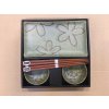 Sushi Set Green with Stylized Flowers 4 ks s hůlkami