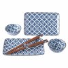 Sushi Set Blue & White with Geometric Symbol 4 ks s hůlkami