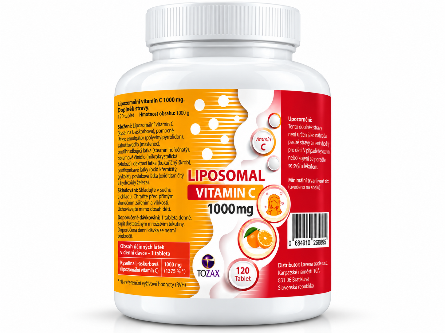 TOZAX Lipozomální vitamín C 1000 mg 120 tablet