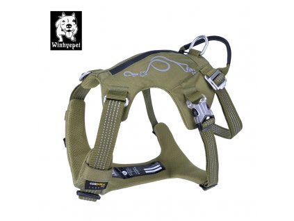 Prodloužený postroj pro psa s kapsou - army