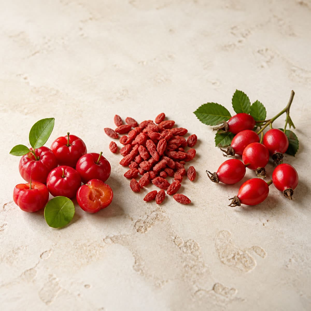 Acerola, goji a šípka