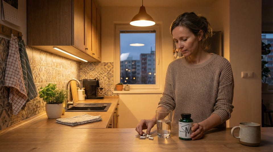 Večerná rutina na Slovensku – Puori M3 v kuchyni pri pohári vody